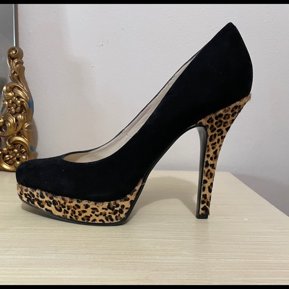 Nine West Black & Leopard Suede Heels - Picture 3 of 6